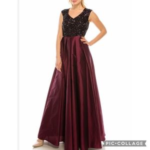 Aidan Mattox beaded Bodice taffeta sleeveless gown